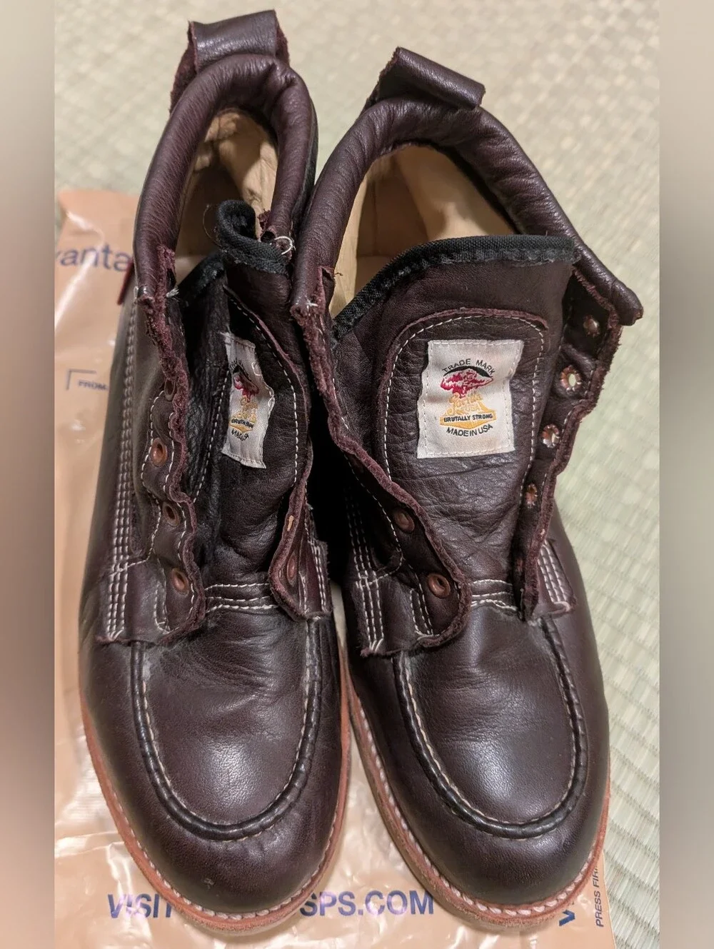 Gorilla Trekker Leather Boots Men's Size 8.5 Made in USA *No Laces*